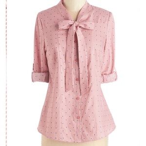 Red and white striped blouse